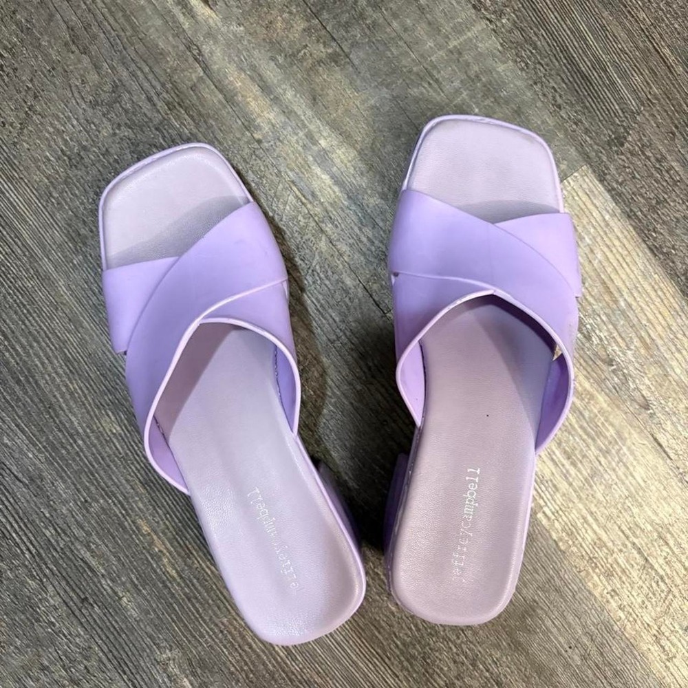 Jeffrey Campbell Lilac Platform Slide Sandals Square Toe Block Heel Sz 9